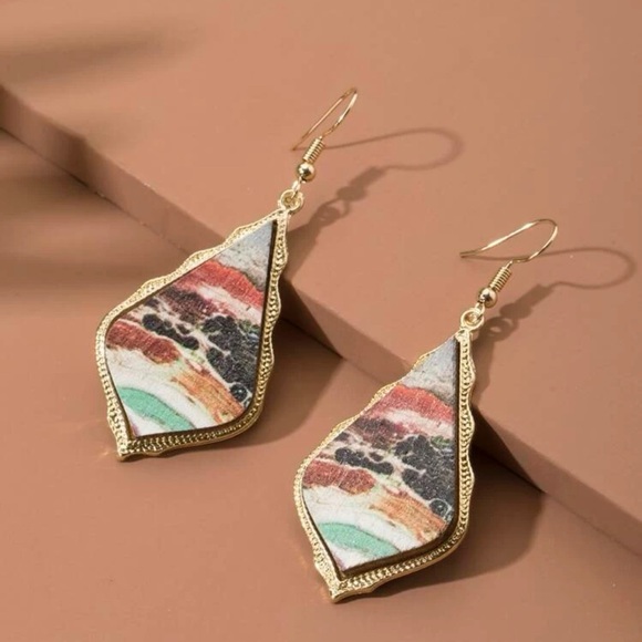 Geometric Charm Drop Earrings - Picture 1 of 4